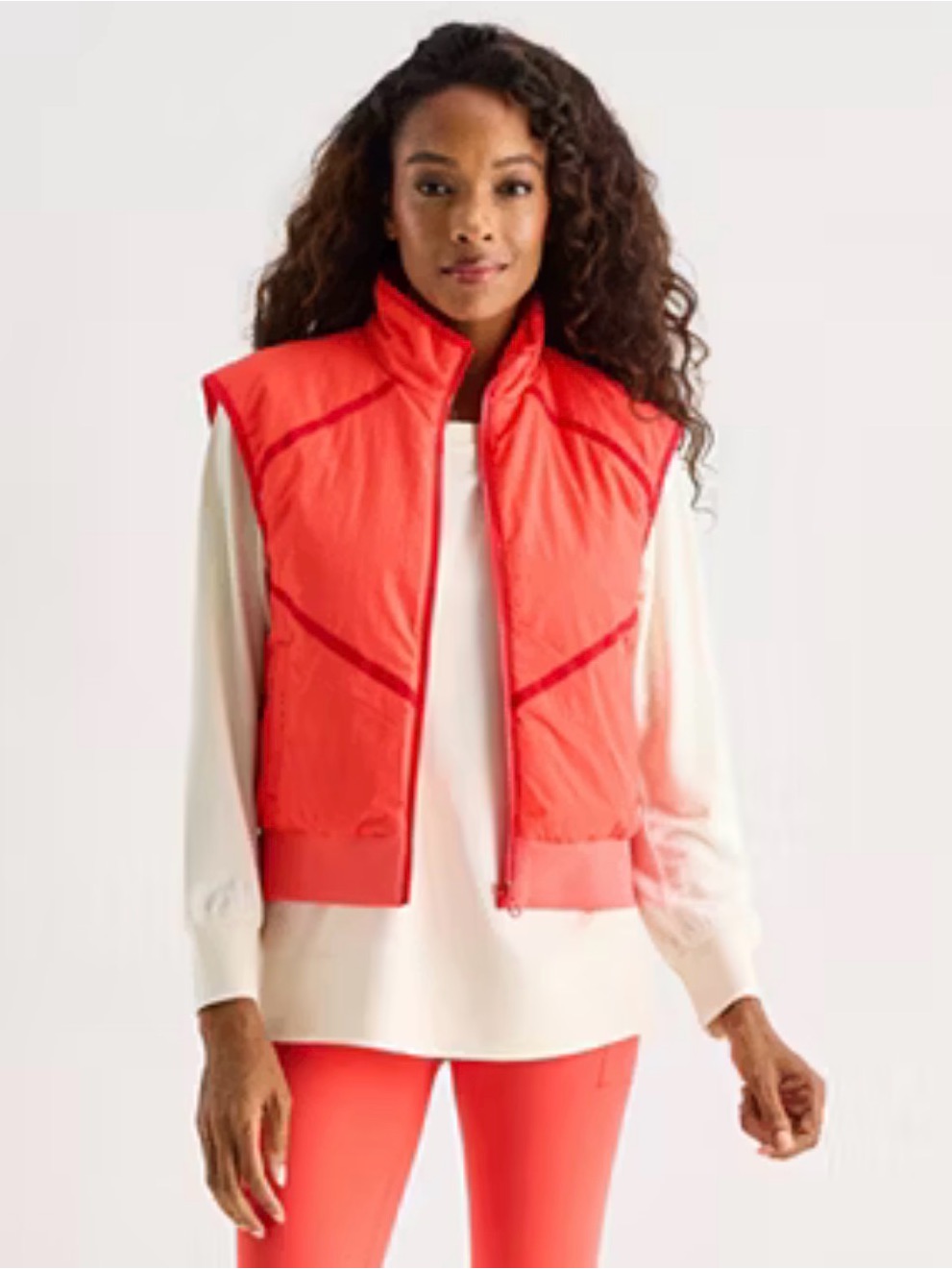Xersion Coral Reversible Quilted Puffer Vest Fleece Warm Size M